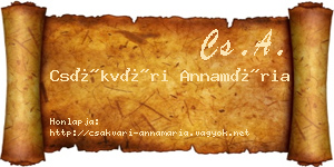 Csákvári Annamária névjegykártya