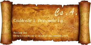 Csákvári Annamária névjegykártya